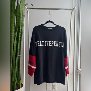 ZARA | Creative Person Long Sleeve Top with Knit Sleeves M